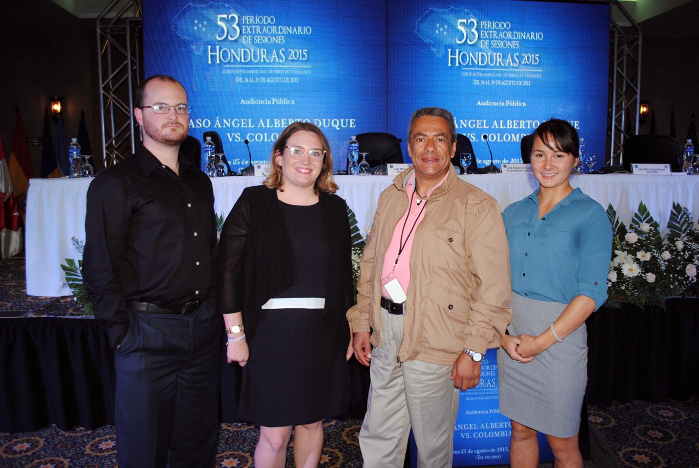 IHRC students Forest Miles, Allison Pruitt, and Erica Sutter, with Ángel Alberto Duque.