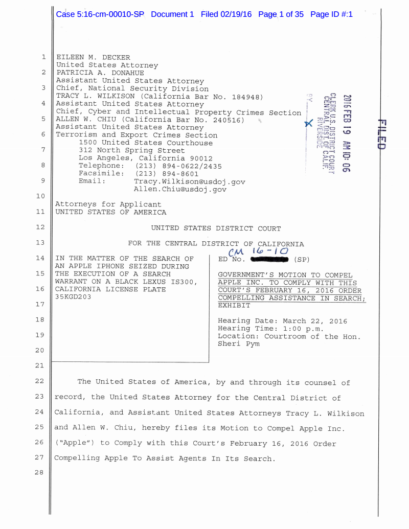 View the motion to comply from the United States District Court for the Central District of California.