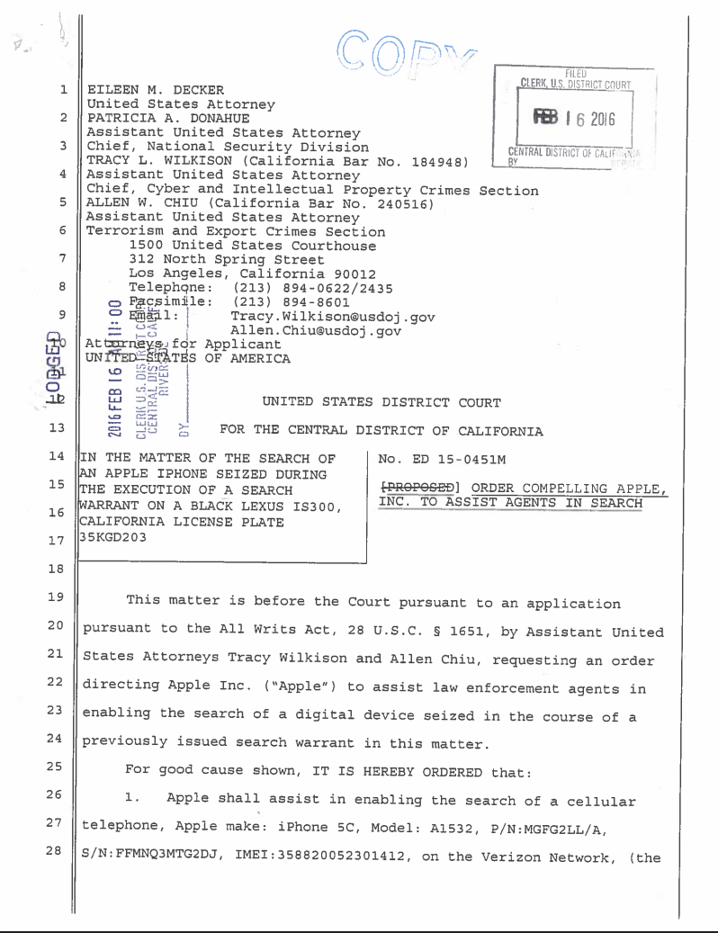 View the order to compel from the United States District Court for the Central District of California.