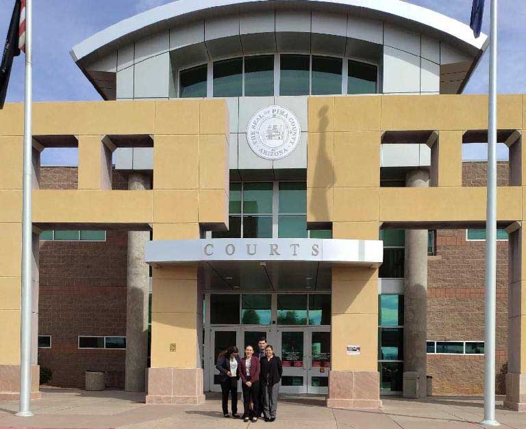 Kids Team (minus Professor Parker) outside of the Prima County Juvenile Court Center