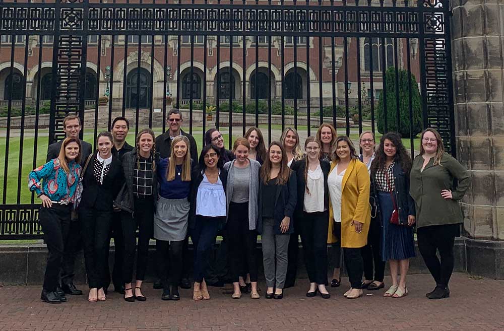 The Hague students and Professor Sloss in front of the Peace Palace