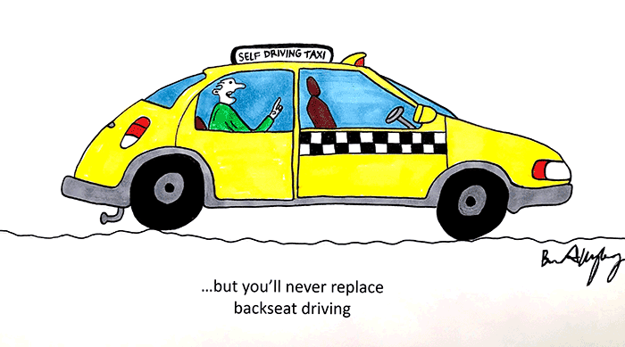 Self-Driving Taxi cartoon