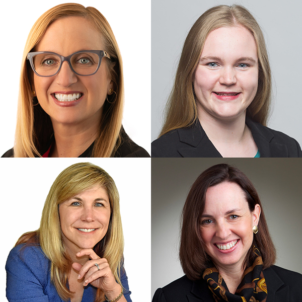 Members of research team, clockwise from top left: Professor Laura Norris, Tech Edge J.D. 3L Sydney Yazzolino, HTLI Interim Managing Director Joy Peacock, and Professor Mary Fuller