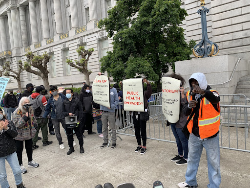 April 2021 People's Earth Day Rally at San Francisco City Hall. Credit: Declan Bernal