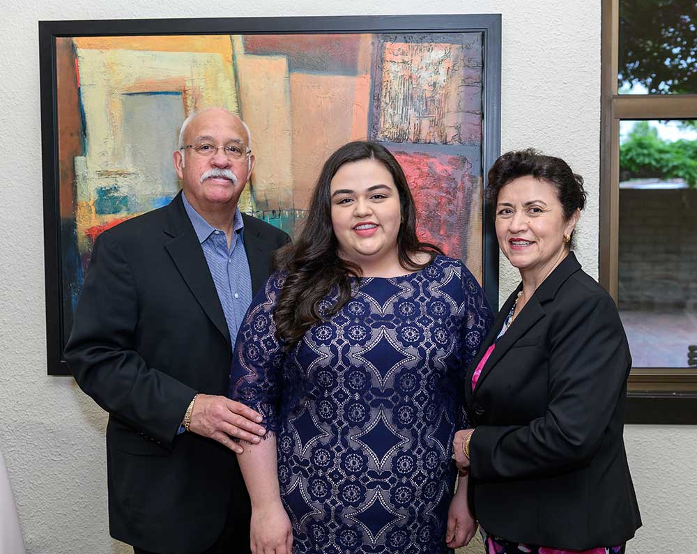 Gabriela Gonzalez JD '19 with her parents