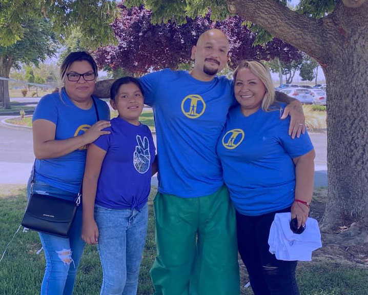 Juan Bautista celebrating his exoneration with his family