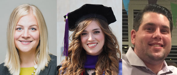 Left to right: Ashley Luo, Genevieve C. Duran, and Dustin Weber, Santa Clara Law Outstanding Graduates 2020